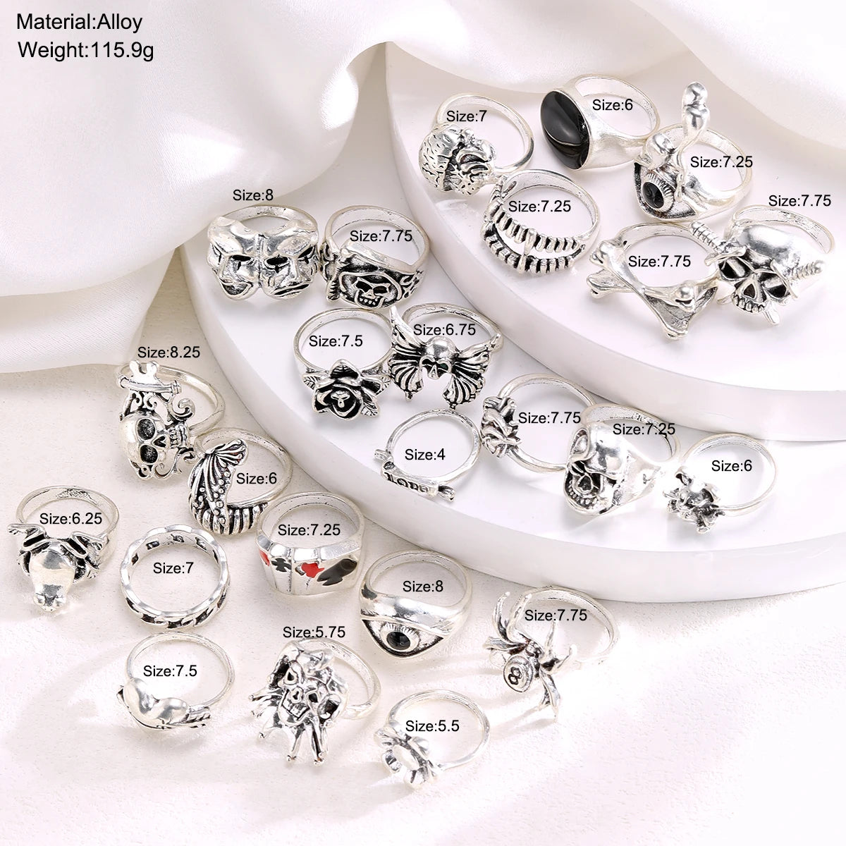 24 Pcs Gothic Unisex Ring Set