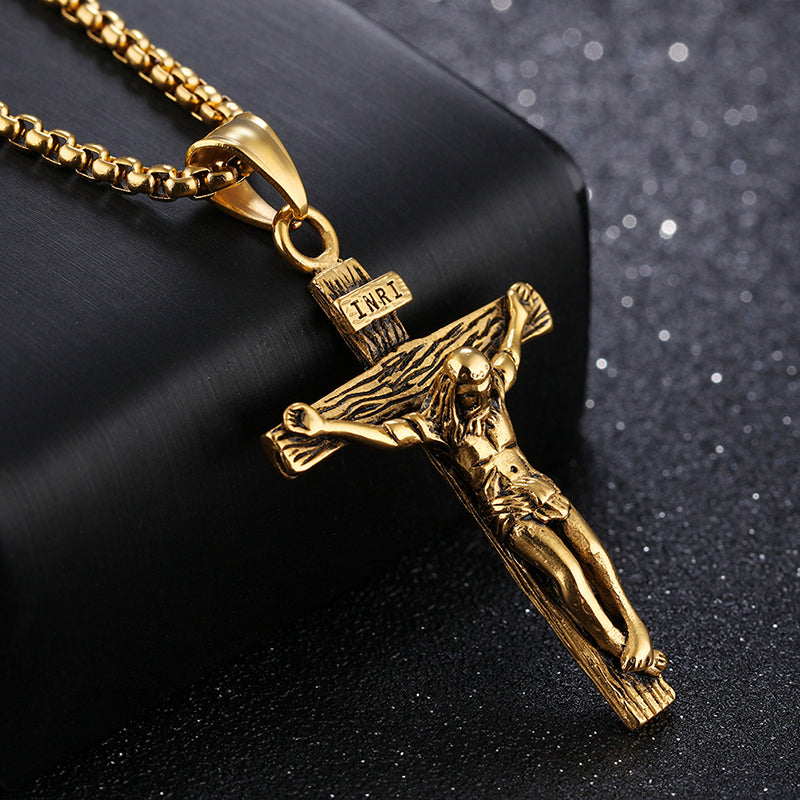 Religious Jesus Cross Stainless Steel Necklace
