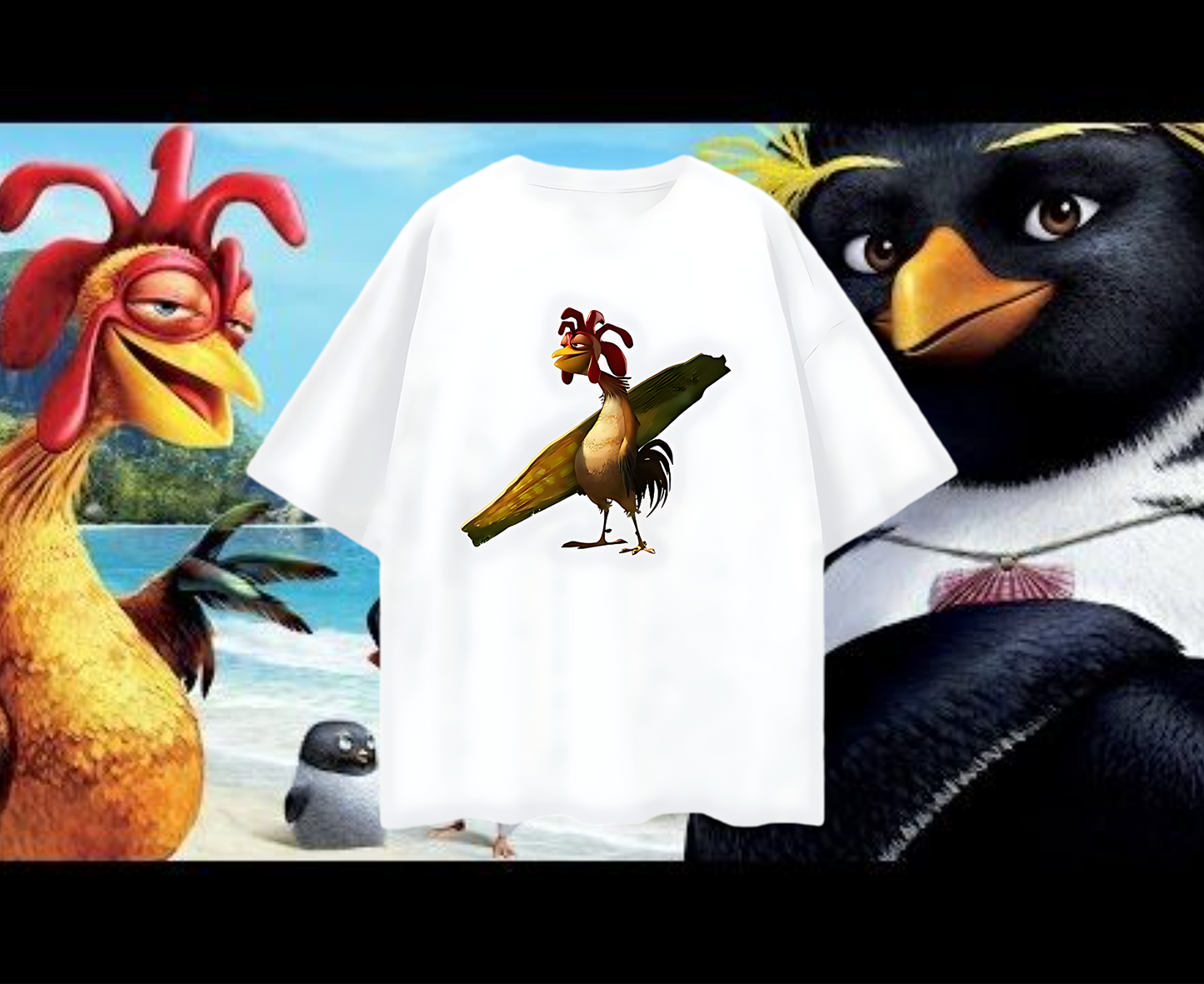 Funny Oversized Chicken Joe Surf T Shirt