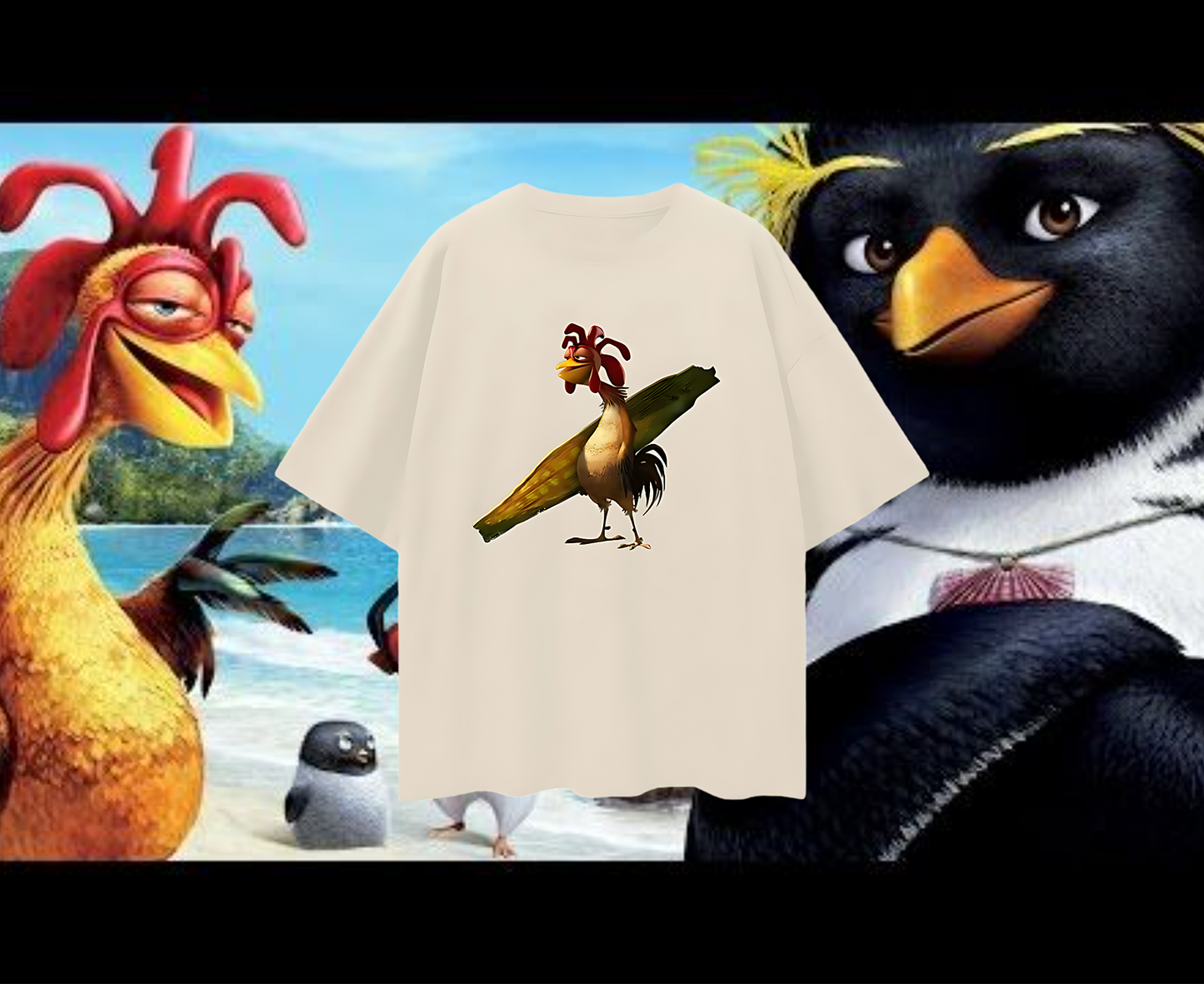 Funny Oversized Chicken Joe Surf T Shirt