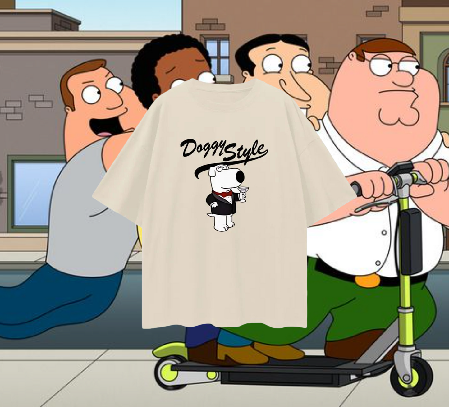 Funny Family Guy Doggy Style Brian Griffin Oversized T Shirt