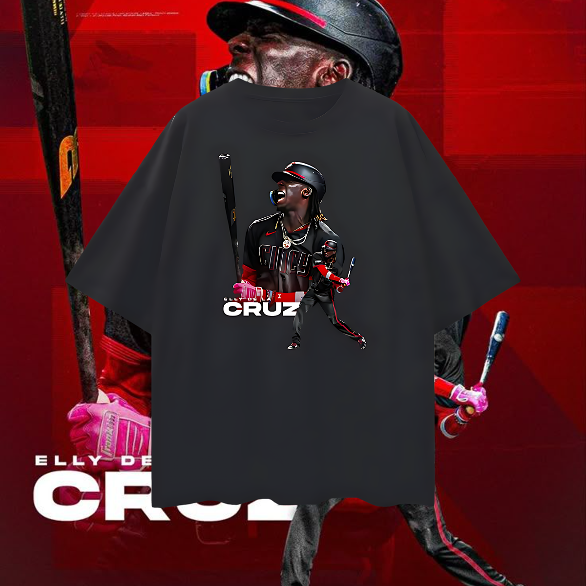 Elly De La Cruz Reds Graphic Oversized T Shirt