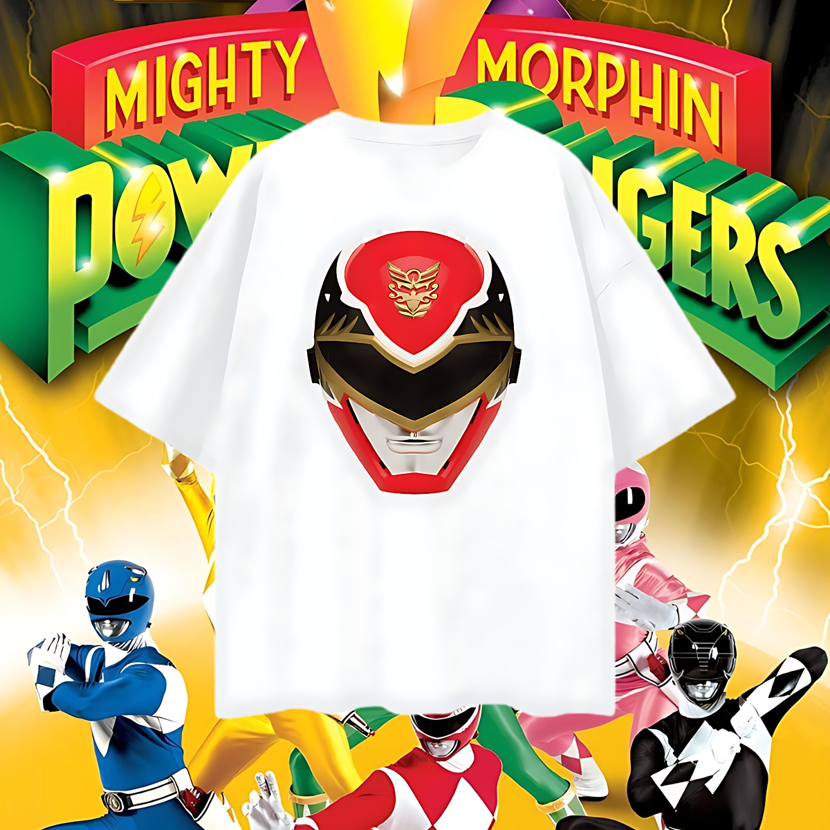 Red Power Ranger Mask Oversized T Shirt