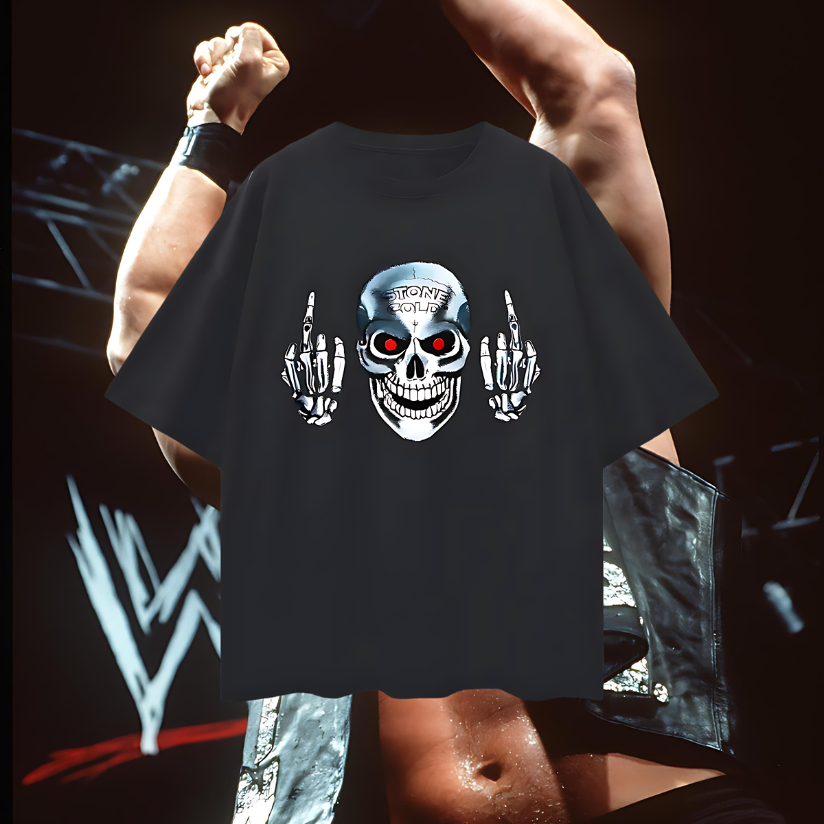 Vintage Like Stone Cold Middle Finger Graphic Oversized T Shirt
