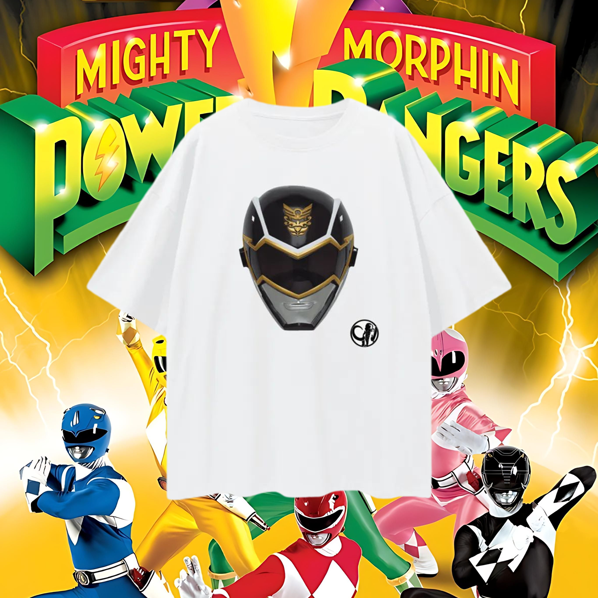 Vintage Like Black Power Ranger Mask Oversized T Shirt