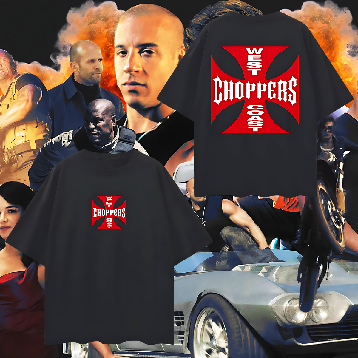 Vintage Like Red West Coast Choppers Oversized T Shirt
