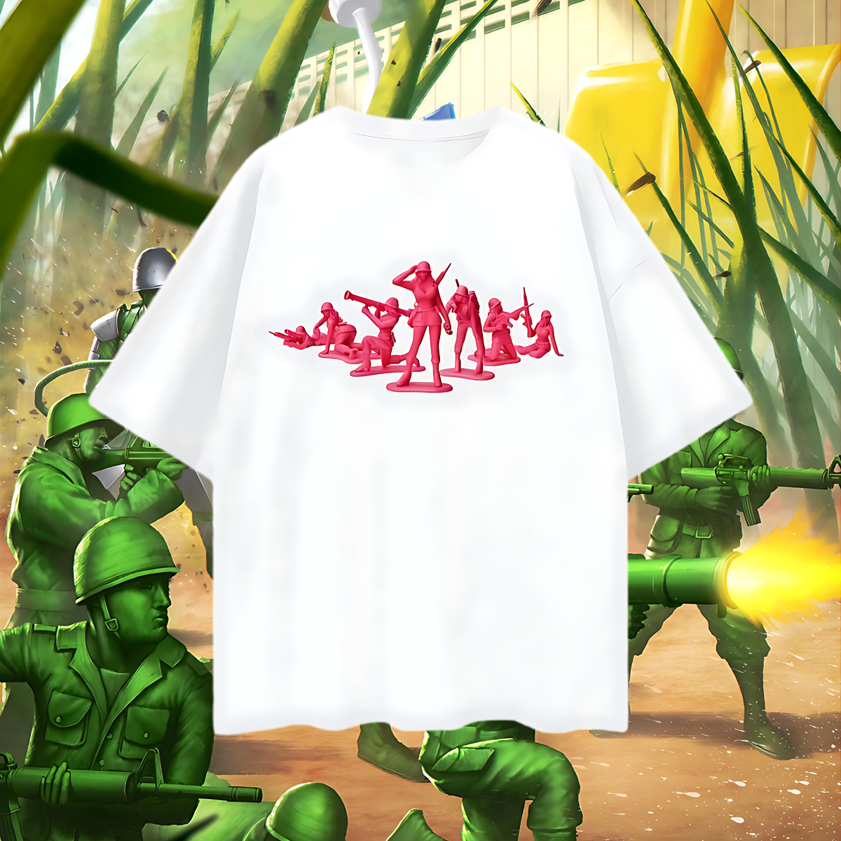Vintage Like Pink Women Toy Soldiers Oversized T Shirt