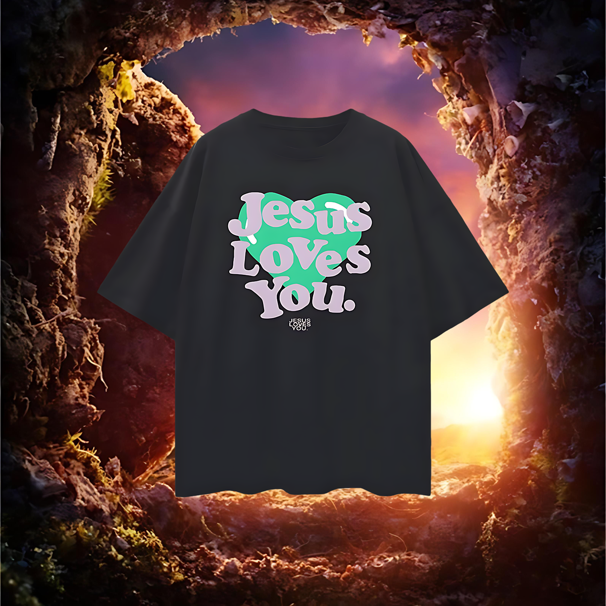 Jesus Loves You Heart Oversized T Shirt