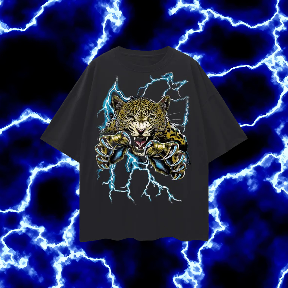 Vintage Like American Thunder Lighting Jaguar Oversized T Shirt