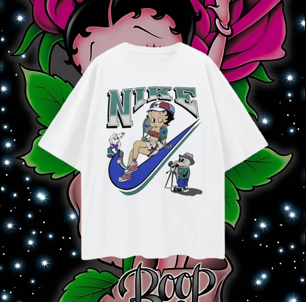 Vintage Like Betty Boop Swoosh Oversized T Shirt
