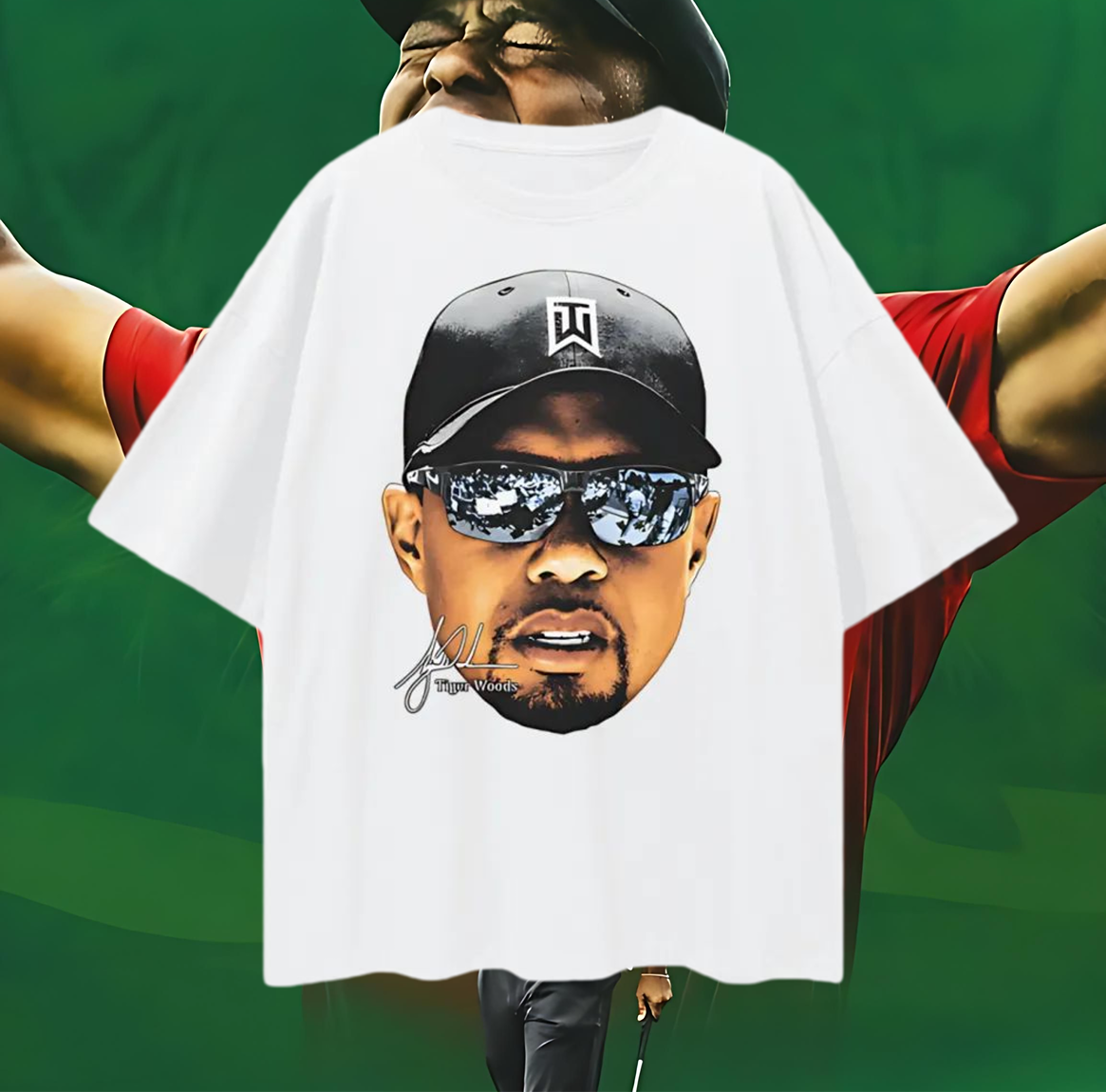 Vintage Like Tiger Woods Front Side Only Graphic Oversized T Shirt