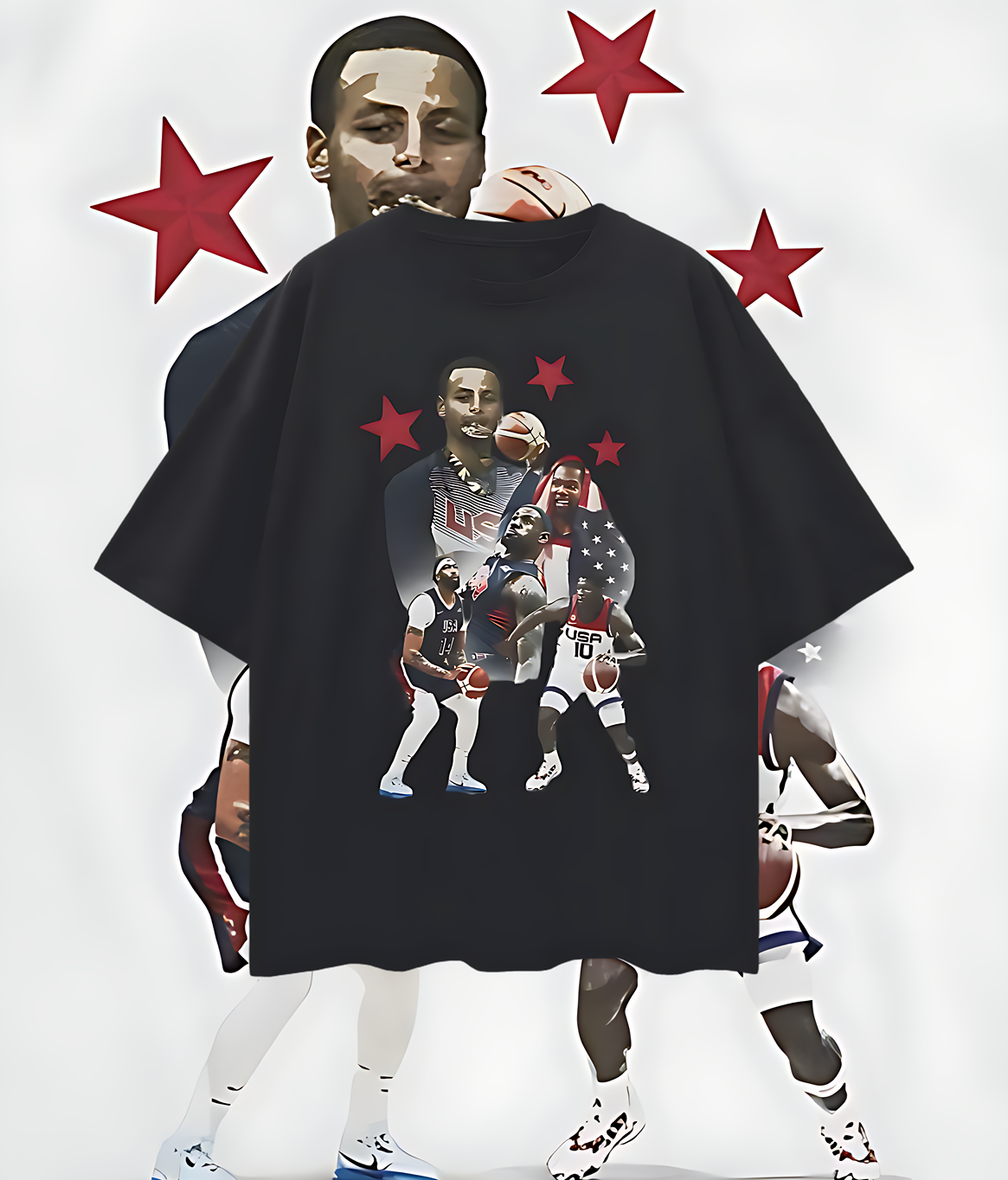 Vintage Like Team USA Basketball Graphic Oversized T Shirt