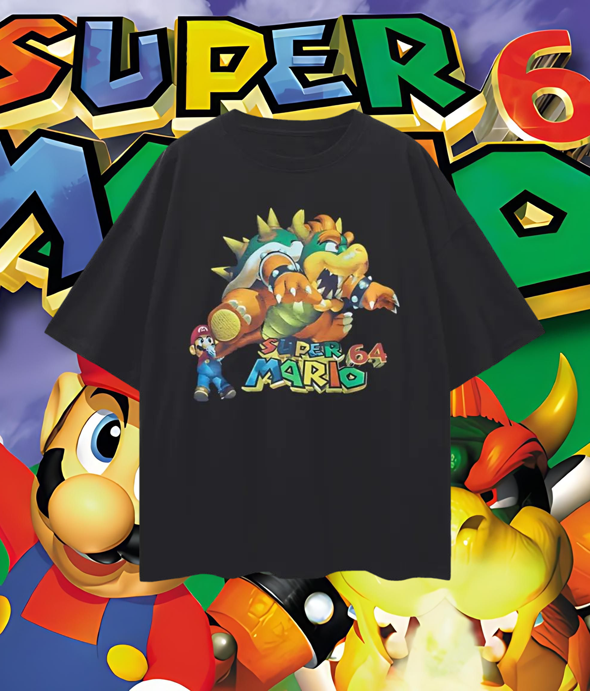 Vintage Like Super Mario 64 Bowser Oversized T Shirt