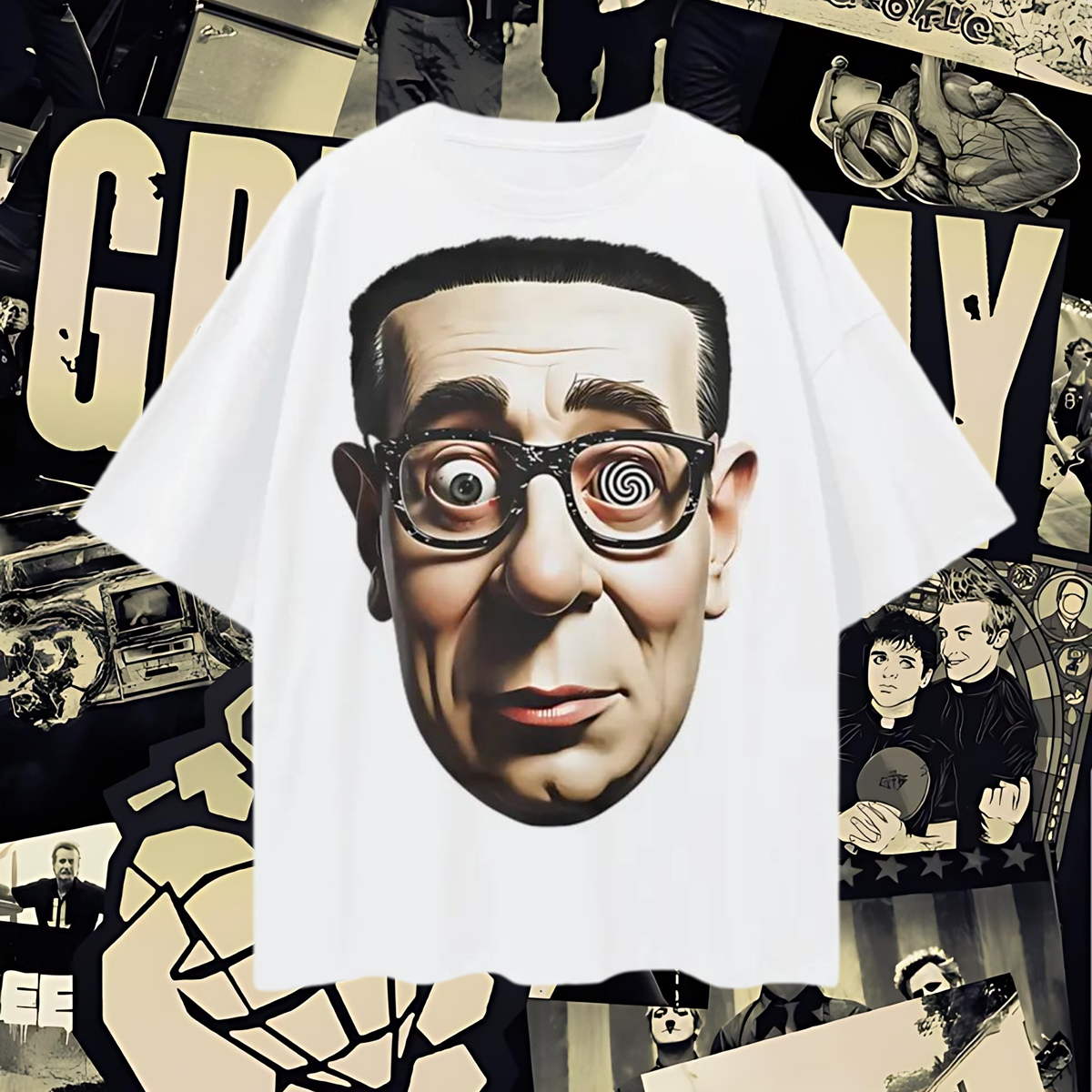 Vintage Like Big Head Old Man Graphic Oversized T Shirt
