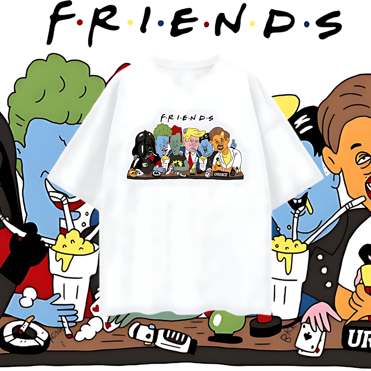 Funny Friends Beavis Butthead Darth Vader Trump Graphic Oversized T Shirt