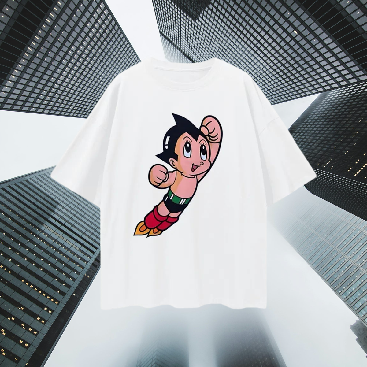 Vintage Like Astro Boy Flying Graphic Oversized T Shirt