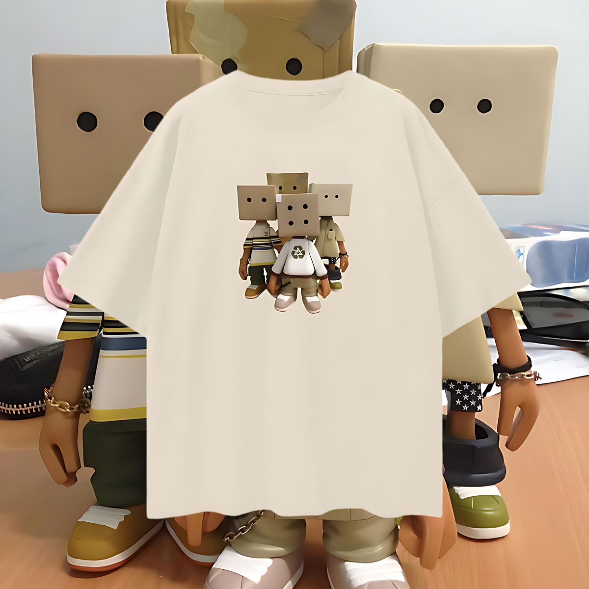 Vintage Like Box Head Michael Lau Designer Toys Y2K Graphic Oversized T Shirt