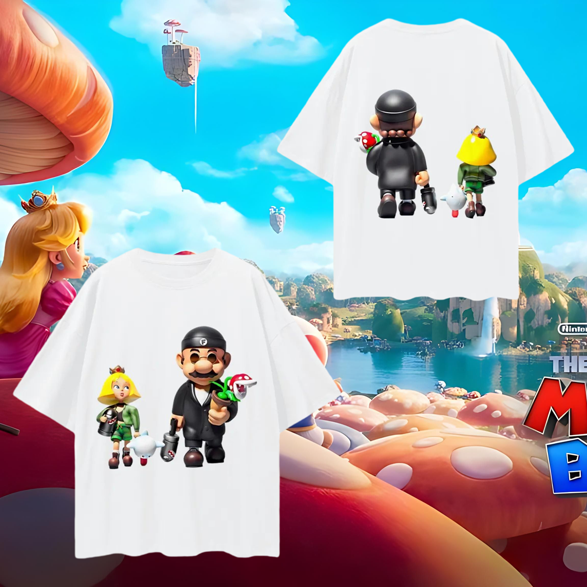 Vintage Like Super Mario Peach Leon Y2K Graphic Oversized T Shirt