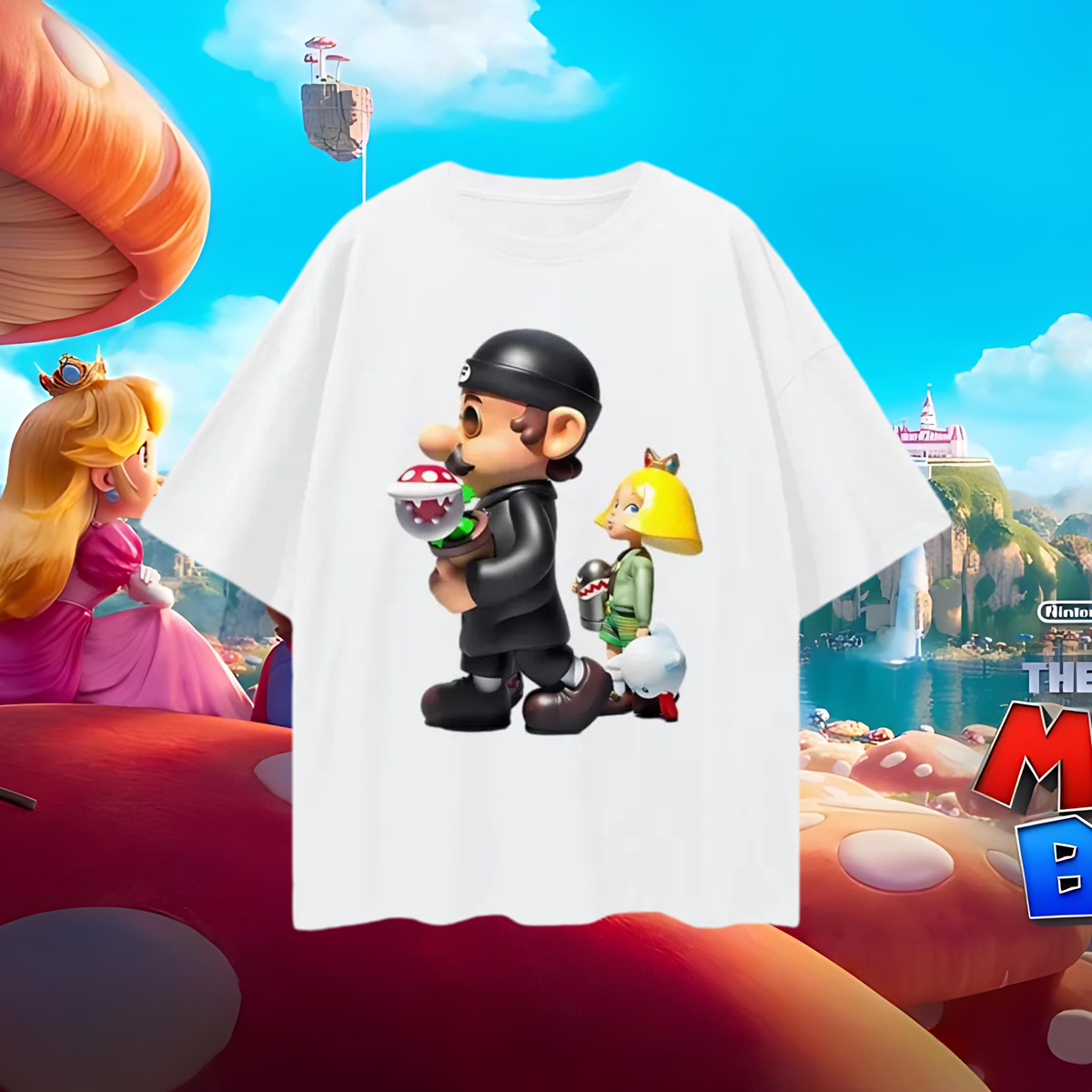 Vintage Like Super Mario Peach Leon Y2K Graphic Oversized T Shirt