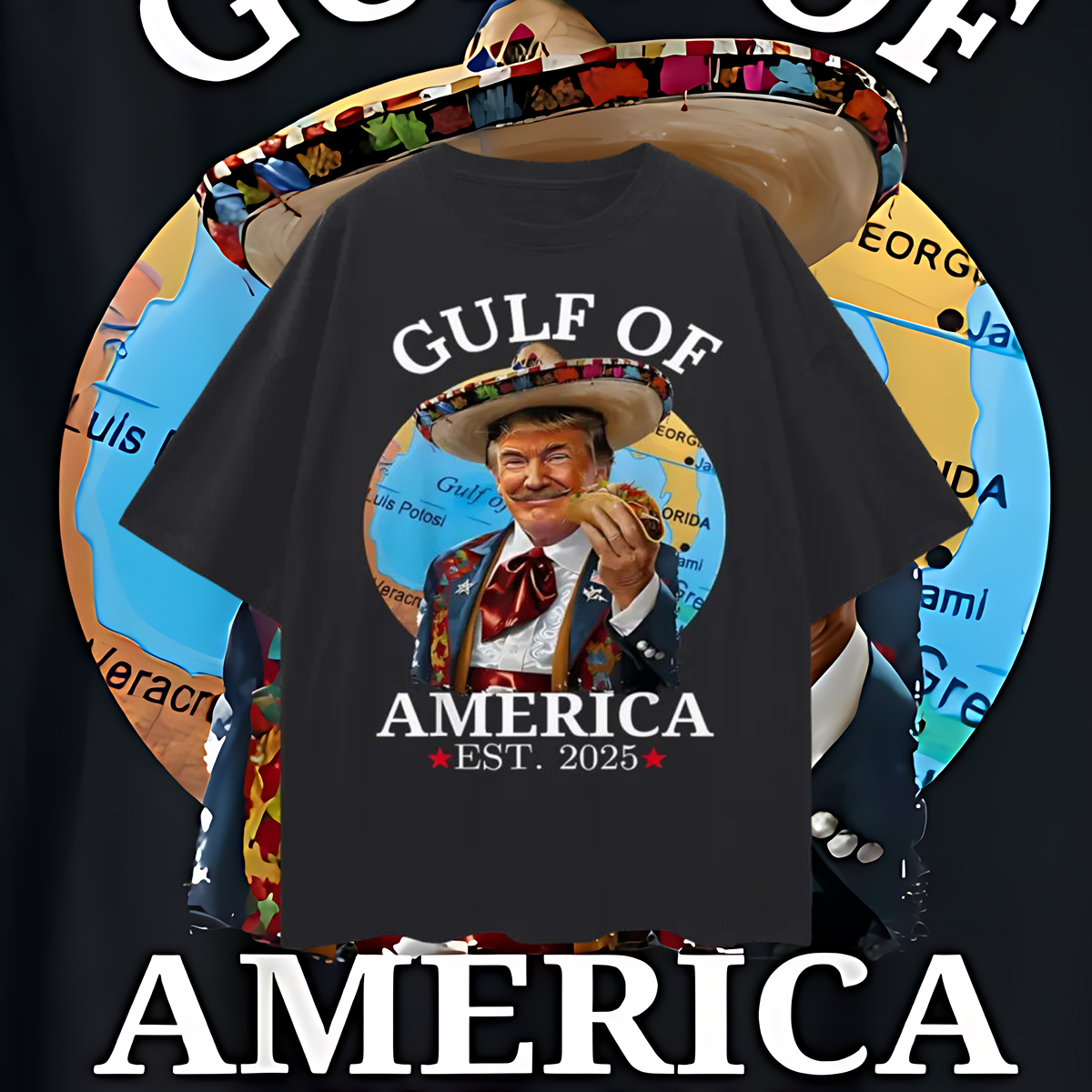 Funny Donald Trump Gulf Of America Graphic Oversized T Shirt