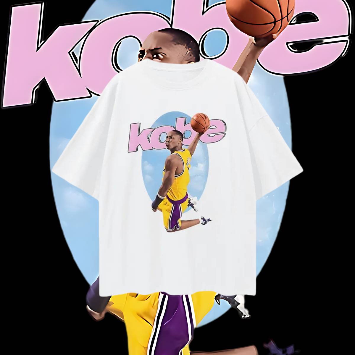 Kobe Bryant Dunking Sky Graphic Oversized T Shirt