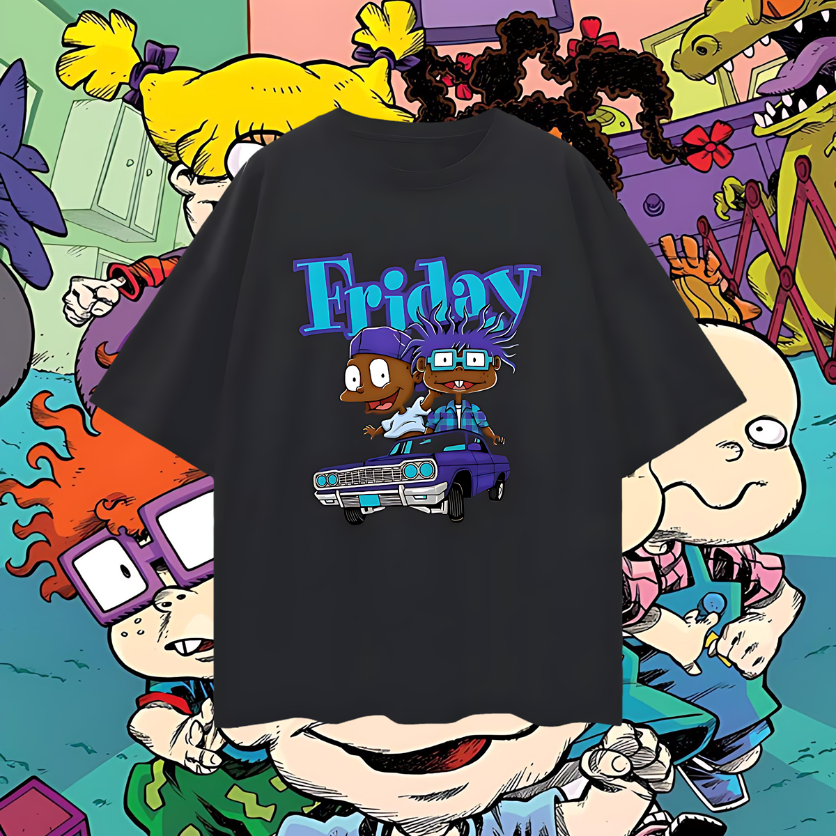 Funny Friday Rug Rats Low Rider Graphic Oversized T Shirt