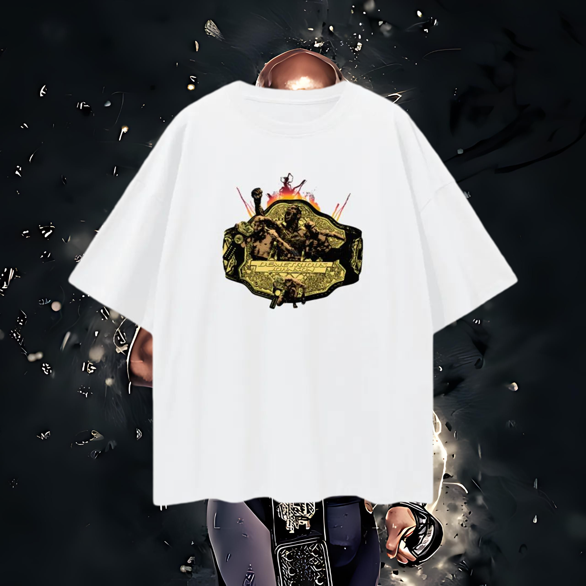 Demetrius Johnson UFC Belt Graphic Oversized T Shirt