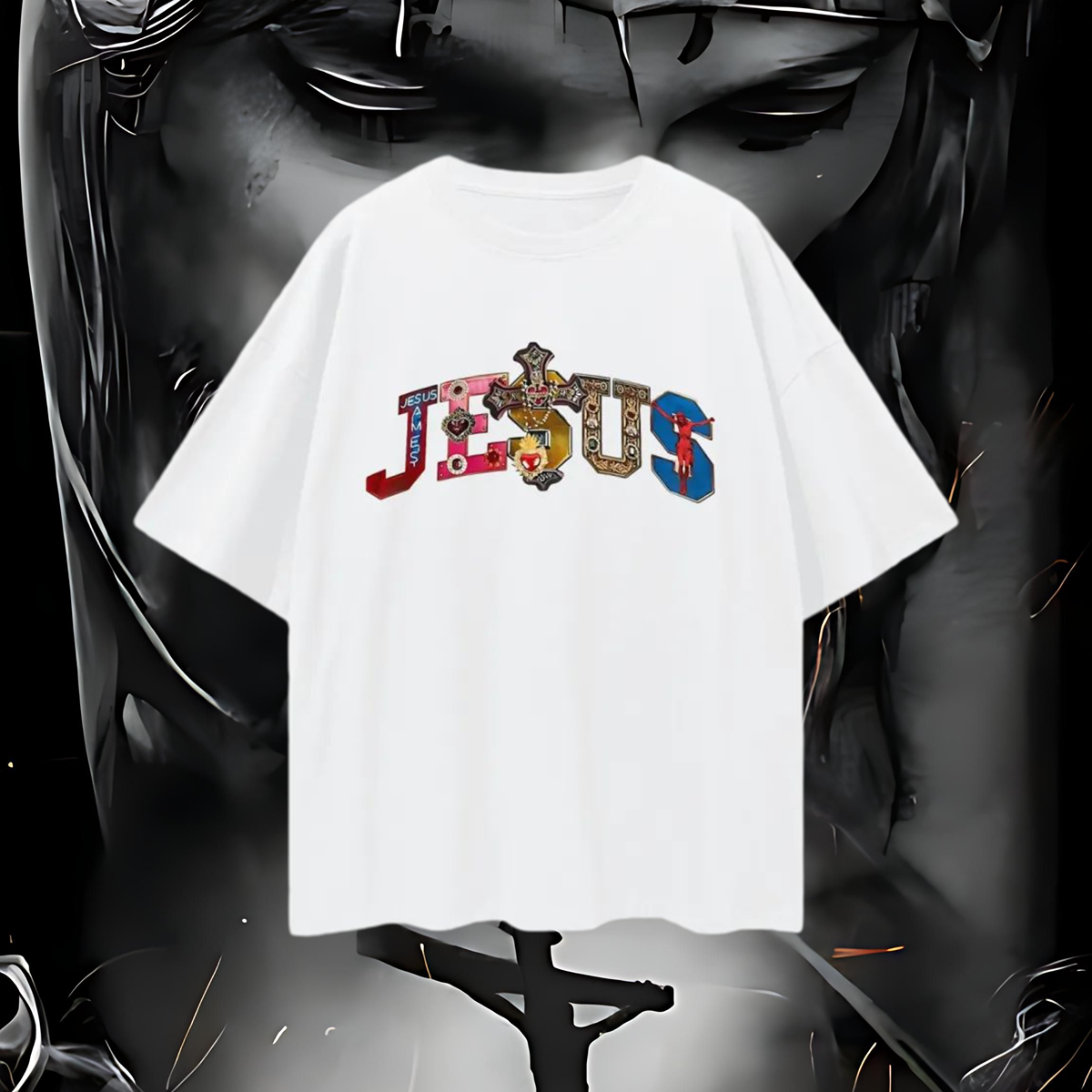 Religious Jesus Spell Out Graphic Oversized T Shirt