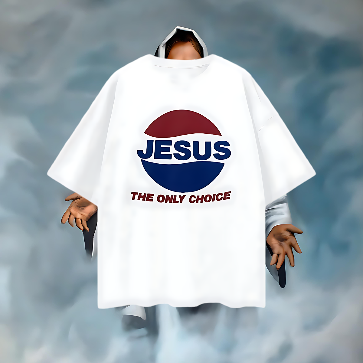 Religious Jesus Pepsi The Only Way Graphic Oversized T Shirt
