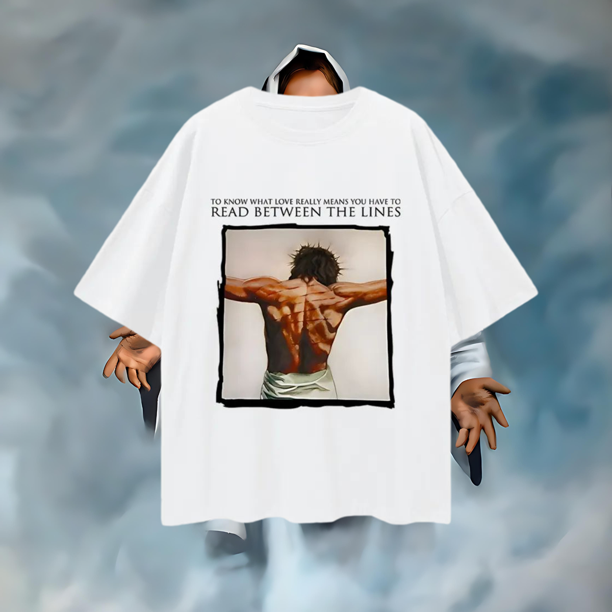 Religious Jesus Read Between The Lines Graphic Oversized T Shirt