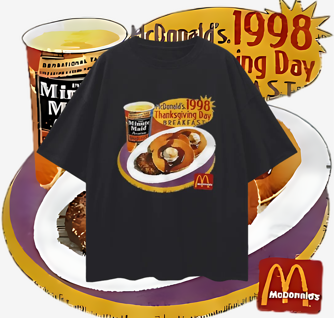 McDonalds 1998 Breakfast Deal Graphic Oversized T Shirt