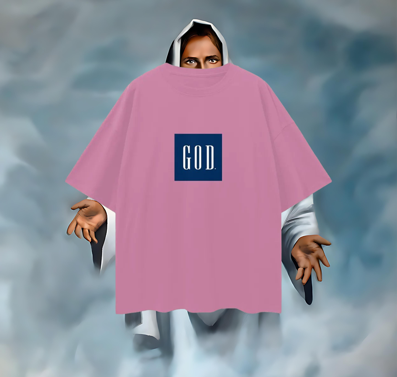 Religious God Box Logo Gap Like Graphic Oversized T Shirt