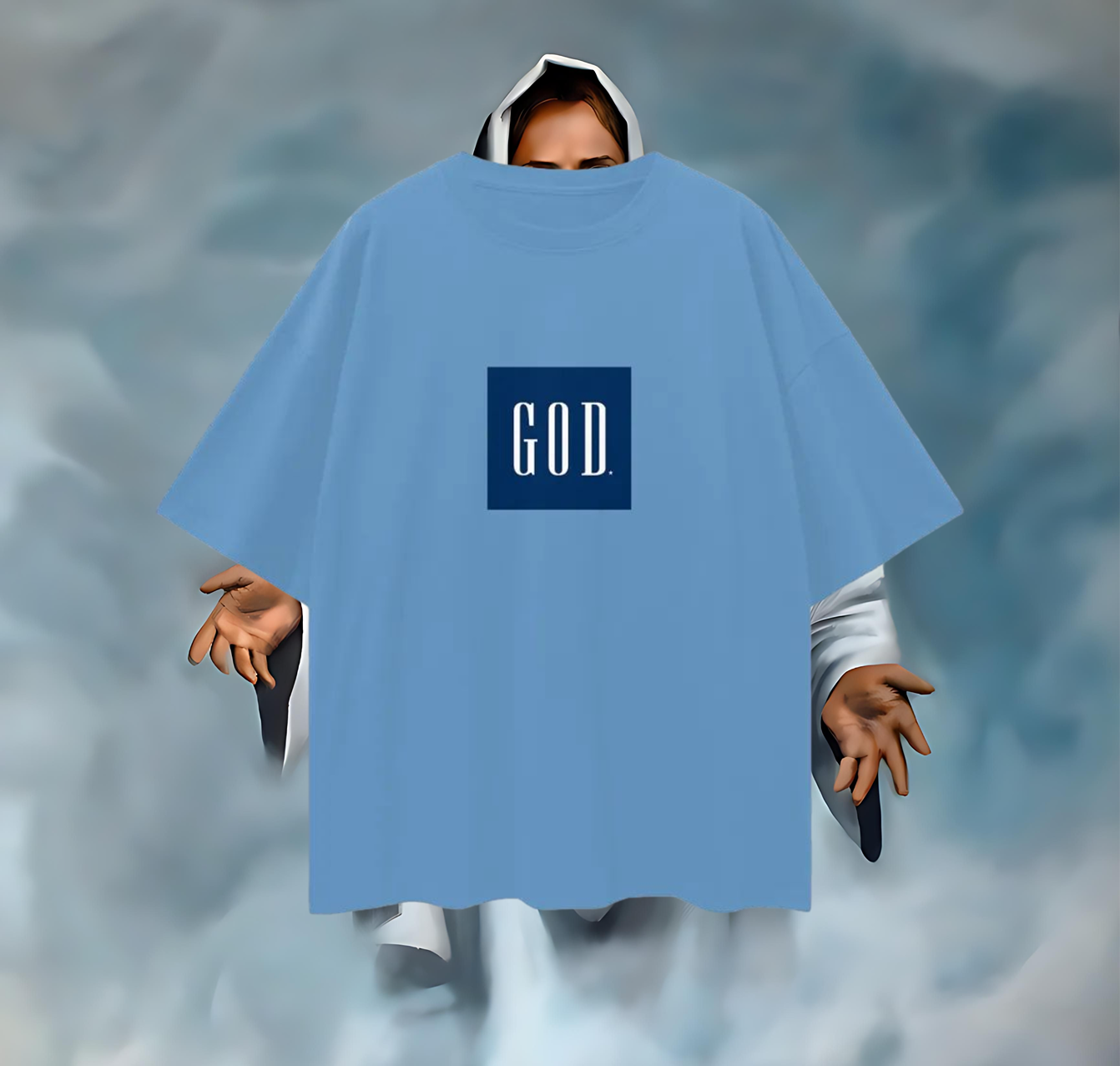 Religious God Box Logo Gap Like Graphic Oversized T Shirt