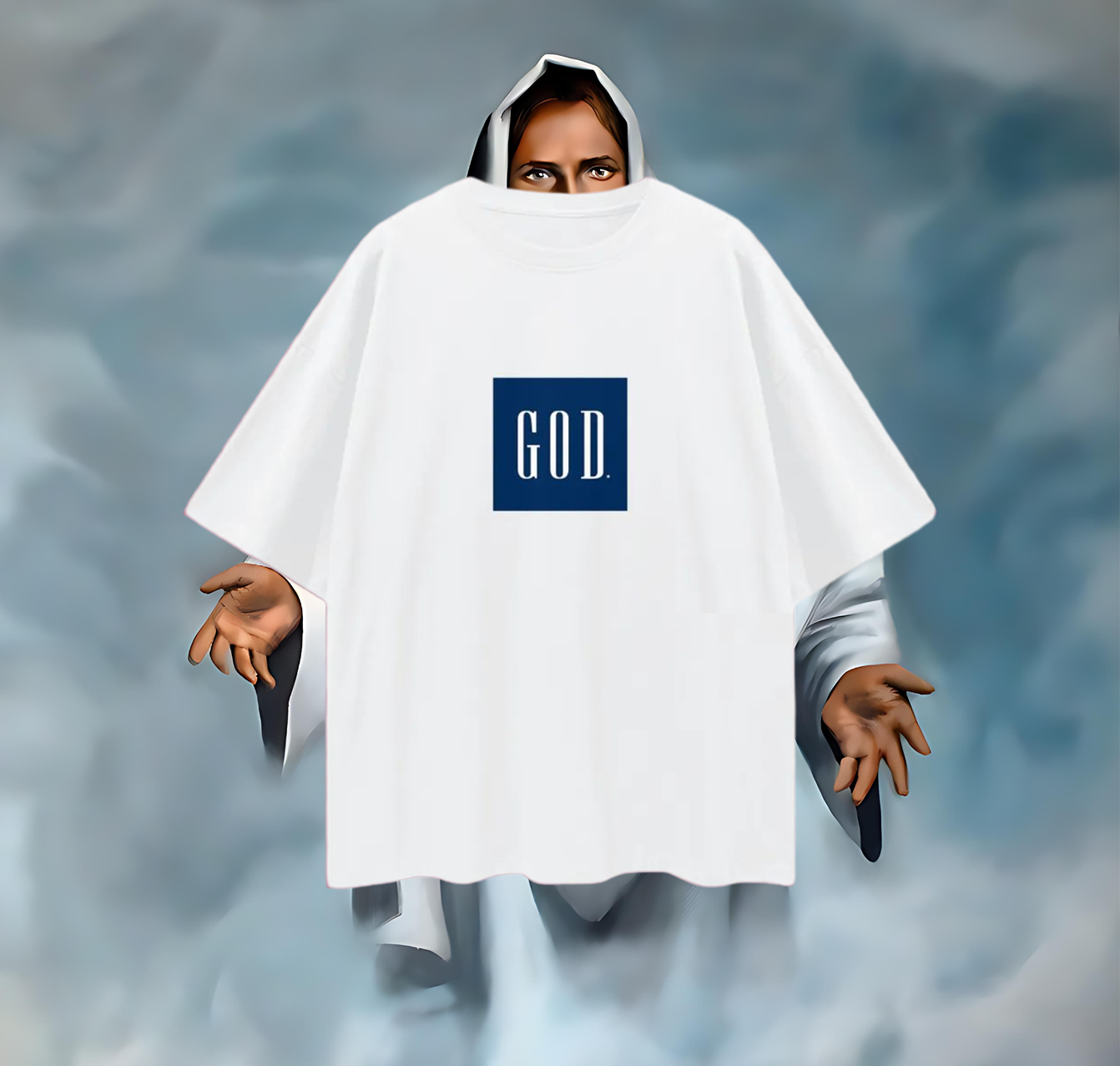 Religious God Box Logo Gap Like Graphic Oversized T Shirt
