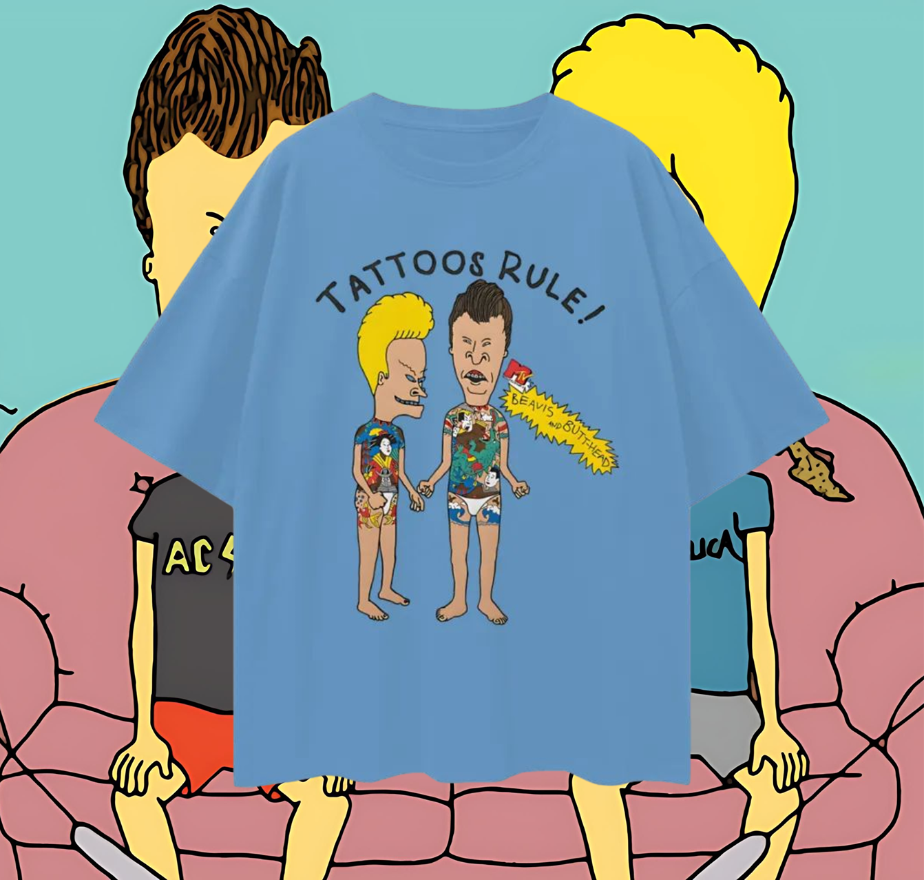 Beavis & Butthead Tattoos Rule 90s Vintage Like Graphic Oversized T Shirt
