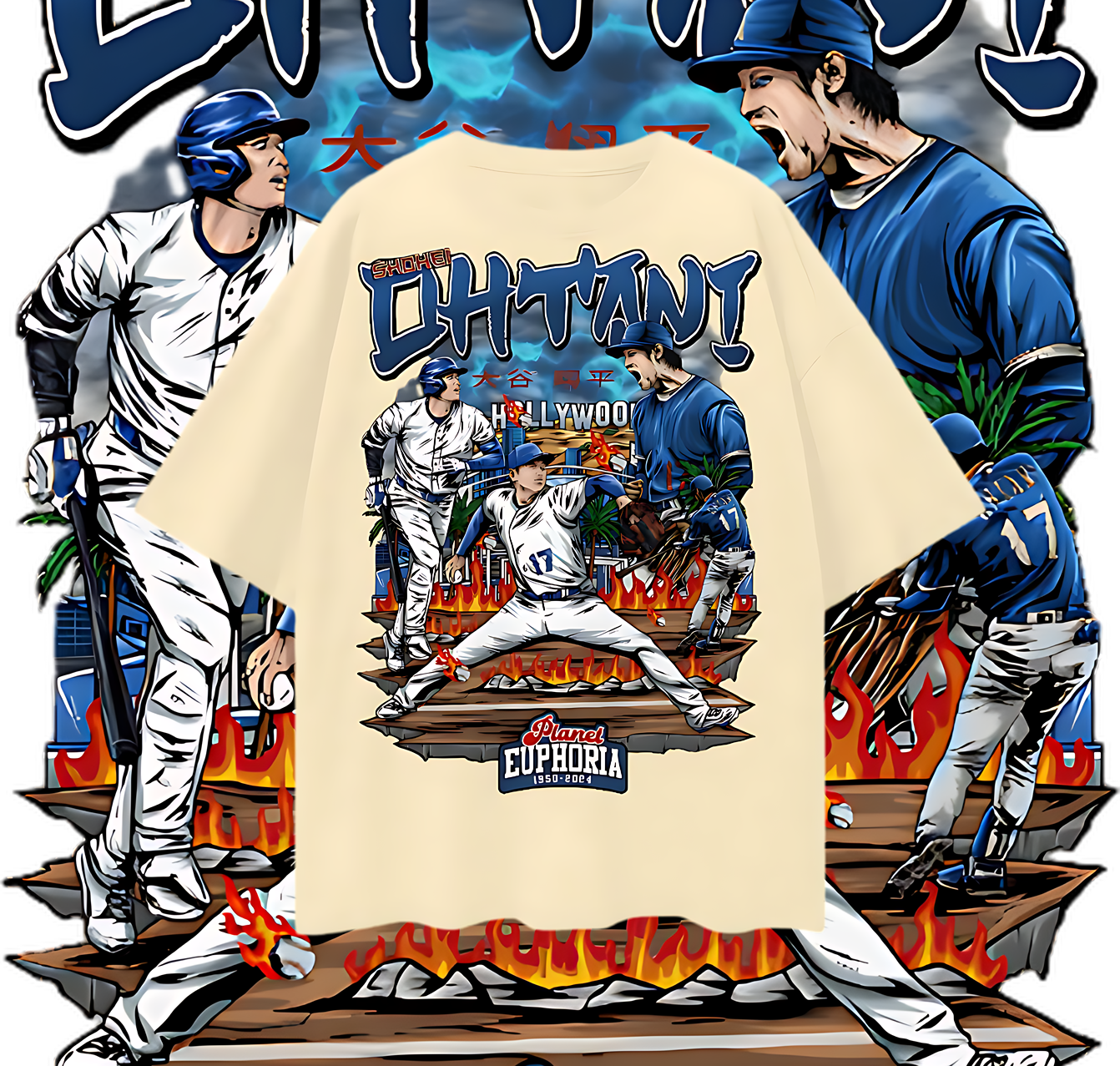 Shohei Otani Dodgers PE MLB Baseball Vintage Like Graphic Oversized T Shirt