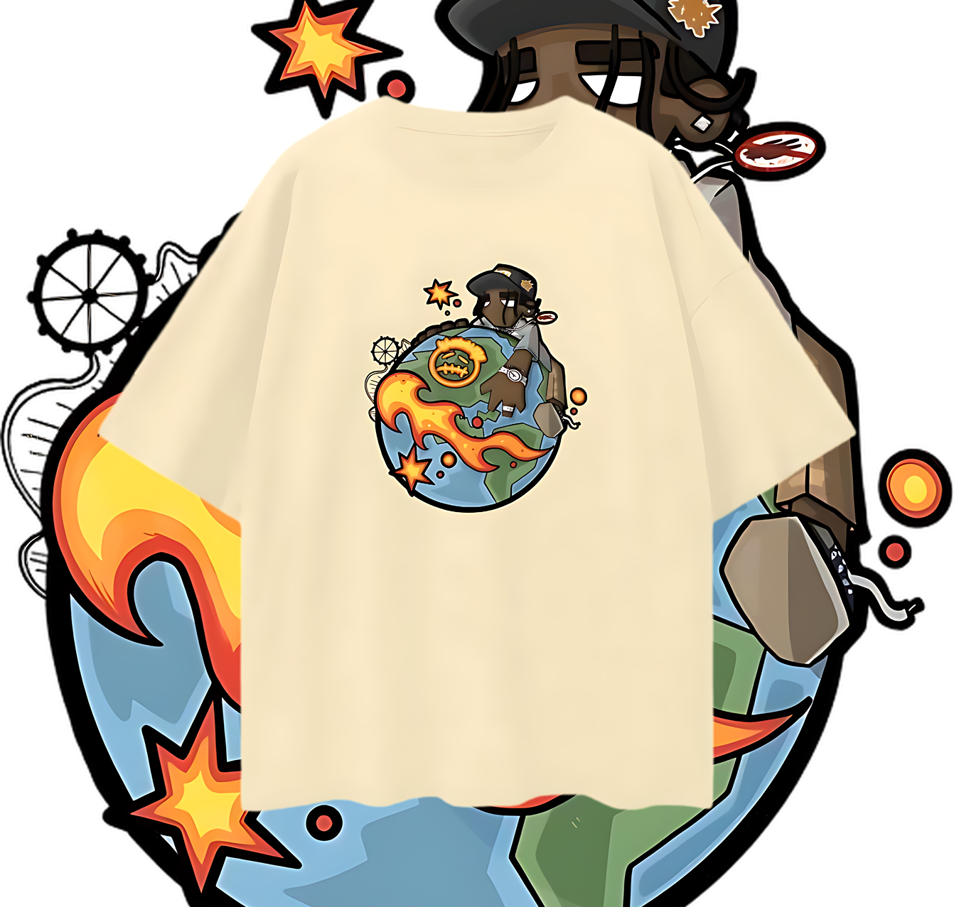 Travis Scott Cartoon World Like Graphic Oversized T Shirt