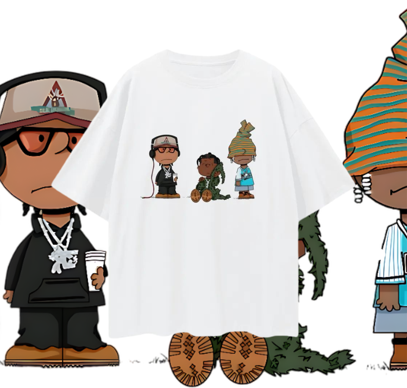 Concrete Boys Cartoon Y2K Vintage Like Graphic Oversized T Shirt
