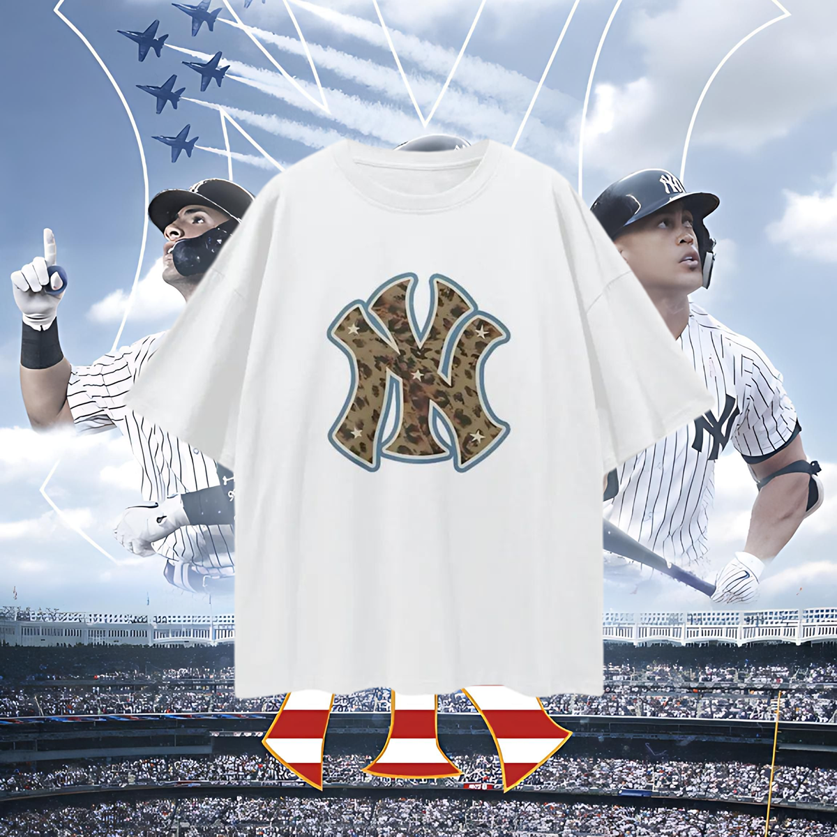 Yankees Leopard 90s Vintage Like Graphic Oversized T Shirt
