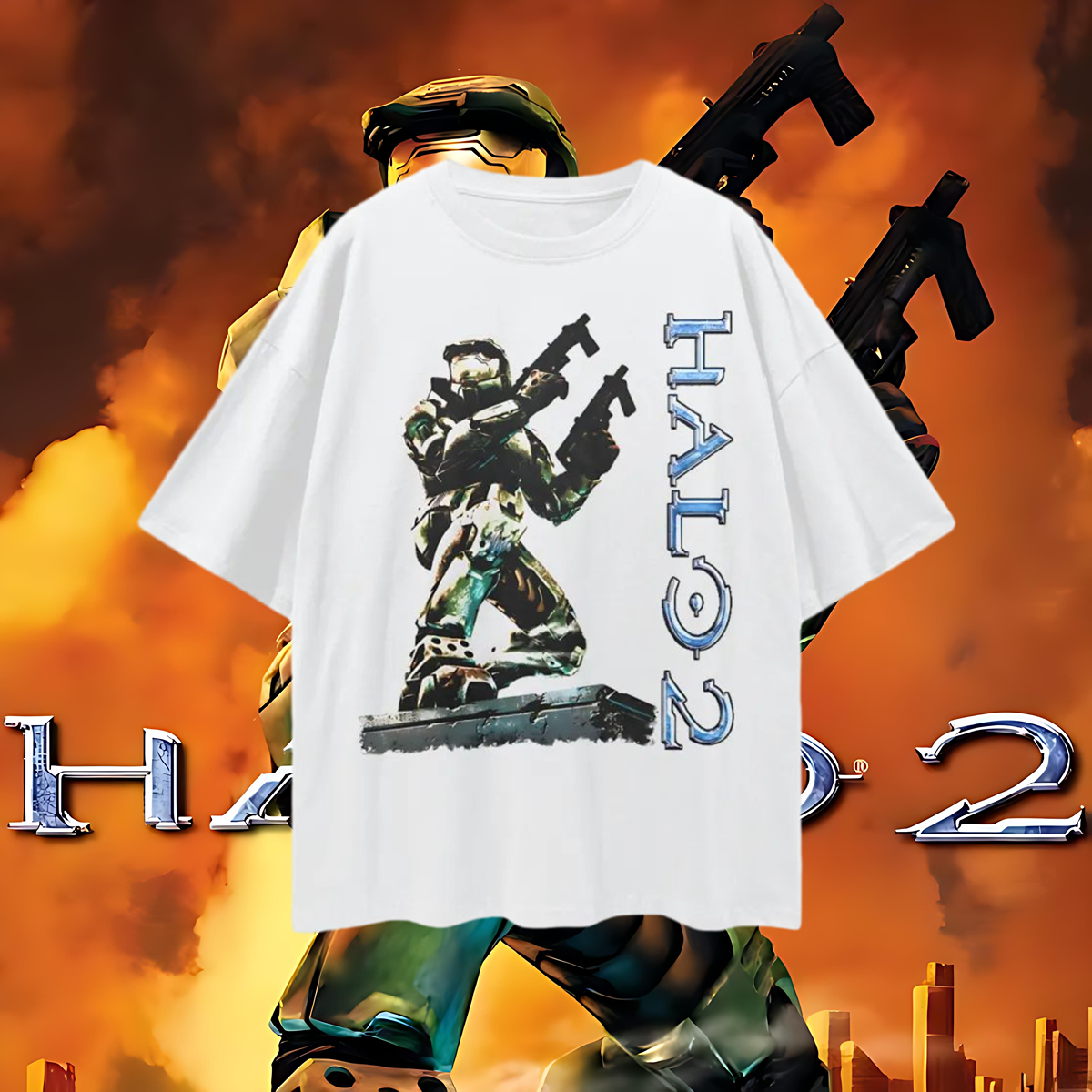 Halo 2 Video Game 90s Vintage Like Graphic Oversized T Shirt