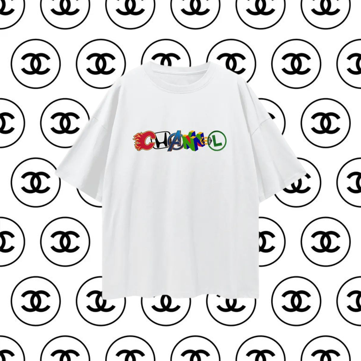 Chanel Logo 90s Vintage Like Graphic Oversized T Shirt
