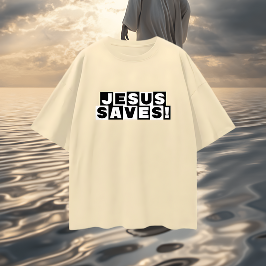 Religious Jesus Saves Cartoon Network Like Graphic Oversized T Shirt