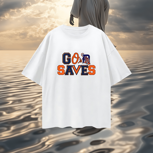 Religious God Saves Sport Logos Like Graphic Oversized T Shirt