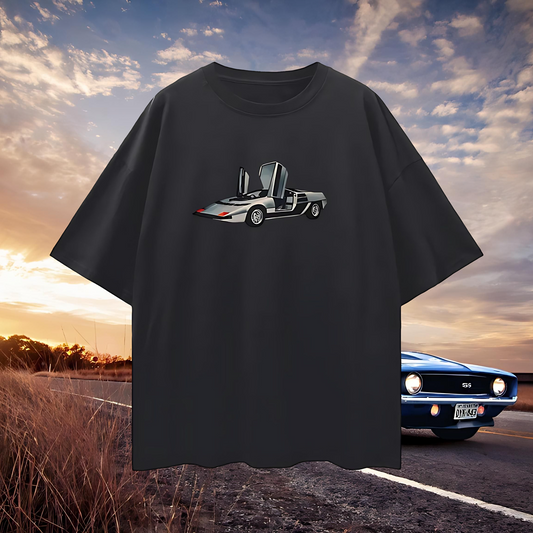 Doors Up Sports Car Vintage Like Graphic Oversized T Shirt