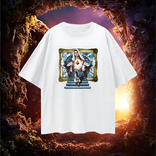 Religious Jesus Stairway To Heaven Graphic Oversized T Shirt