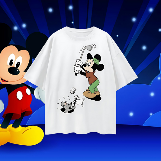 Mickey Mouse Golfing Vintage Like Graphic Oversized T Shirt