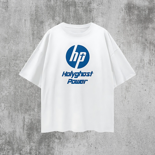 Religious Jesus Holy Power HP Logo Like Oversized T Shirt