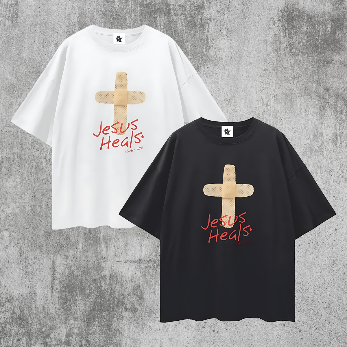 Religous Vintage/Y2K Jesus Heals Band Aid Oversized T Shirt