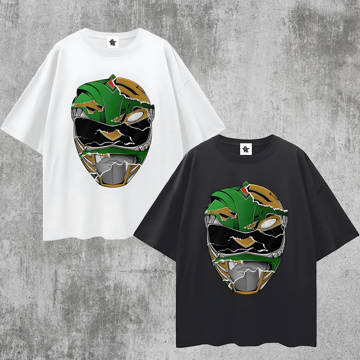 Vintage/Y2K Green Power Ranger Mask Oversized T Shirt