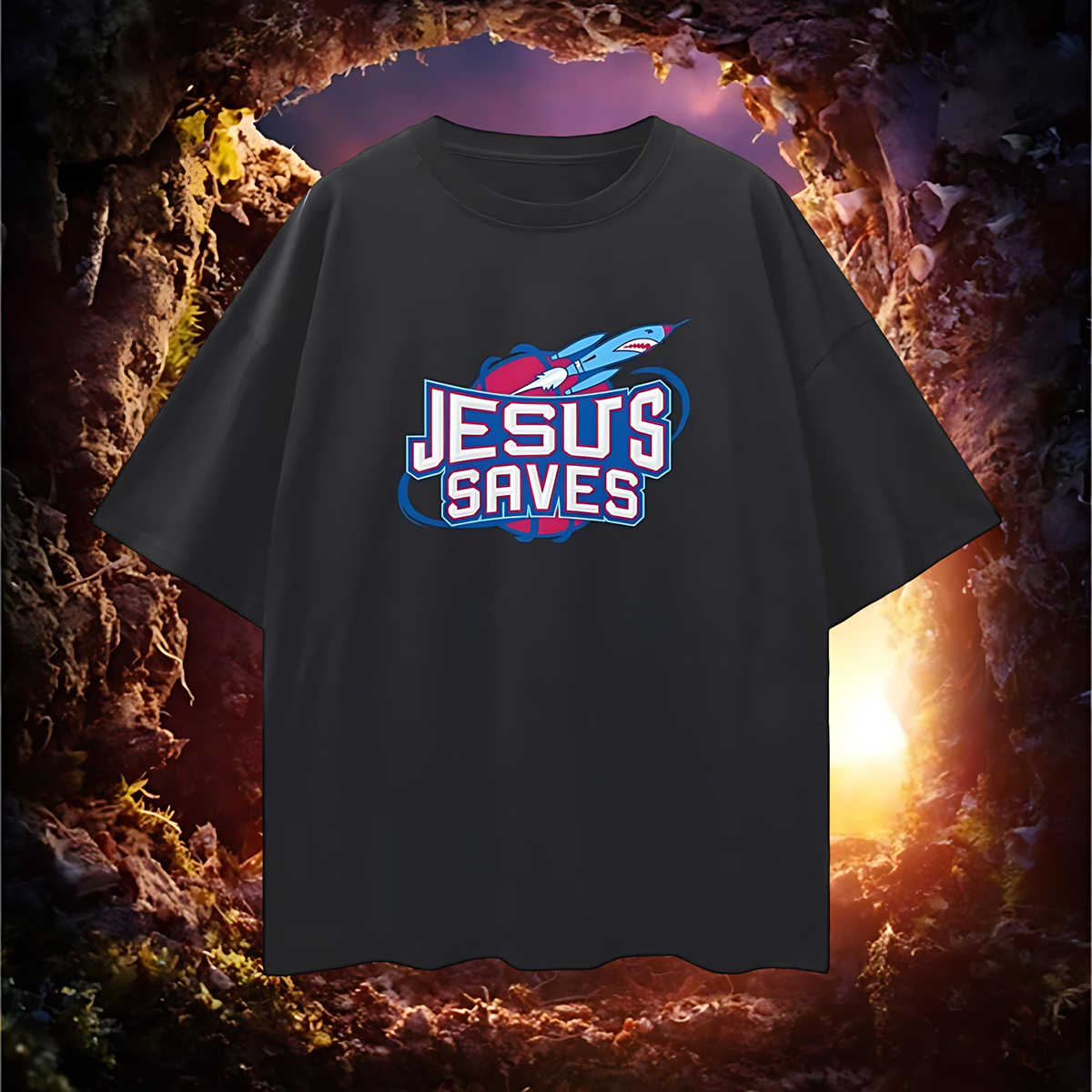Religious Jesus Saves Vintage Houston Rockets Like Graphic Oversized T Shirt